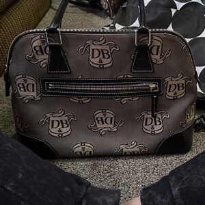 Dooney & Bourke Brown and Black Logo Satchel